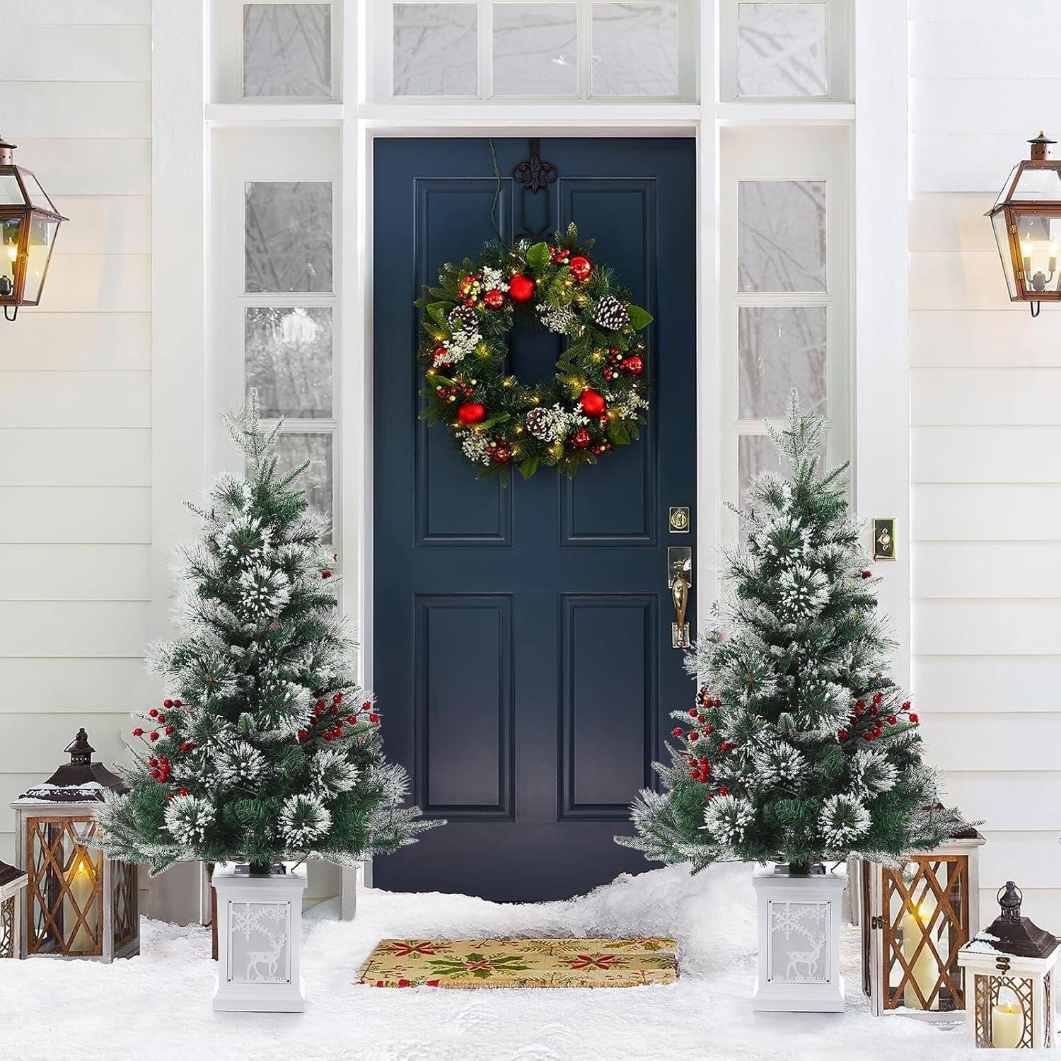 Alt View 7. Jojoka - 3 Ft Prelit Christmas Tree Artificial Xmas Tree for Indoor Outdoor Christmas Decorations - Green 2pcs.