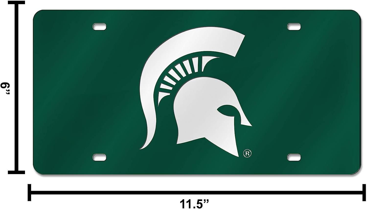Alt View 4. Rico Industries - Michigan State Spartans Green Mirrored Laser Cut License Plate Laser Tag - Multi.