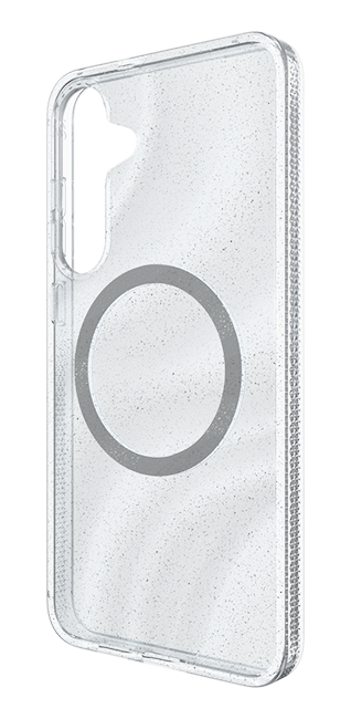 Left. ZAGG - Milan Snap Case + Magnet - Samsung Galaxy S25+  GLITTER SILVER - GLITTER SILVER.
