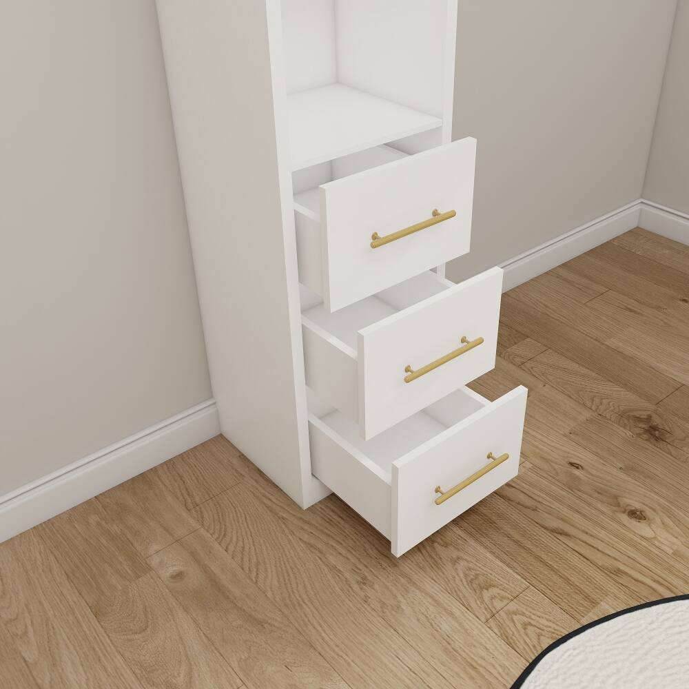Alt View 8. Loheer - Loheer Tall White Storage Cabinet Narrow Freestanding Cabinet with Drawers and Shelves for Bathroom Bedroom - White.