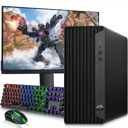 HP - Refurbished Excellent - G6 Tower Gaming Desktop PC | Intel i5-10th | 16GB RAM | 128GB + 1TB HDD | NVIDIA GTX 1050Ti | 24" LED | Wi-Fi | Win11 - Black