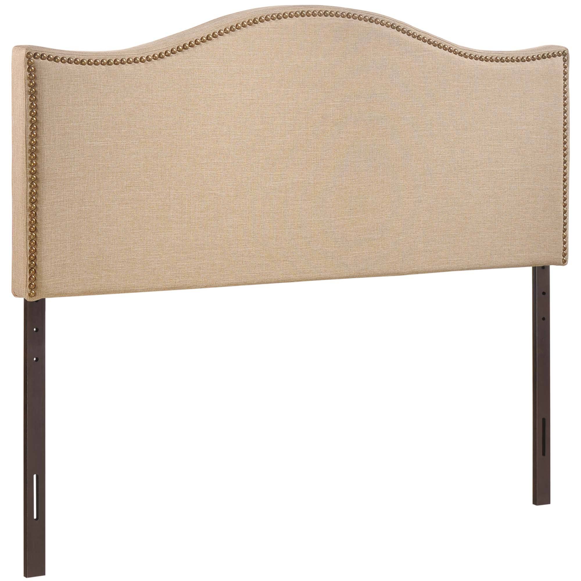 Alt View 1. Modway - Curl Nailhead Upholstered Queen Headboard by Modway - Brown.