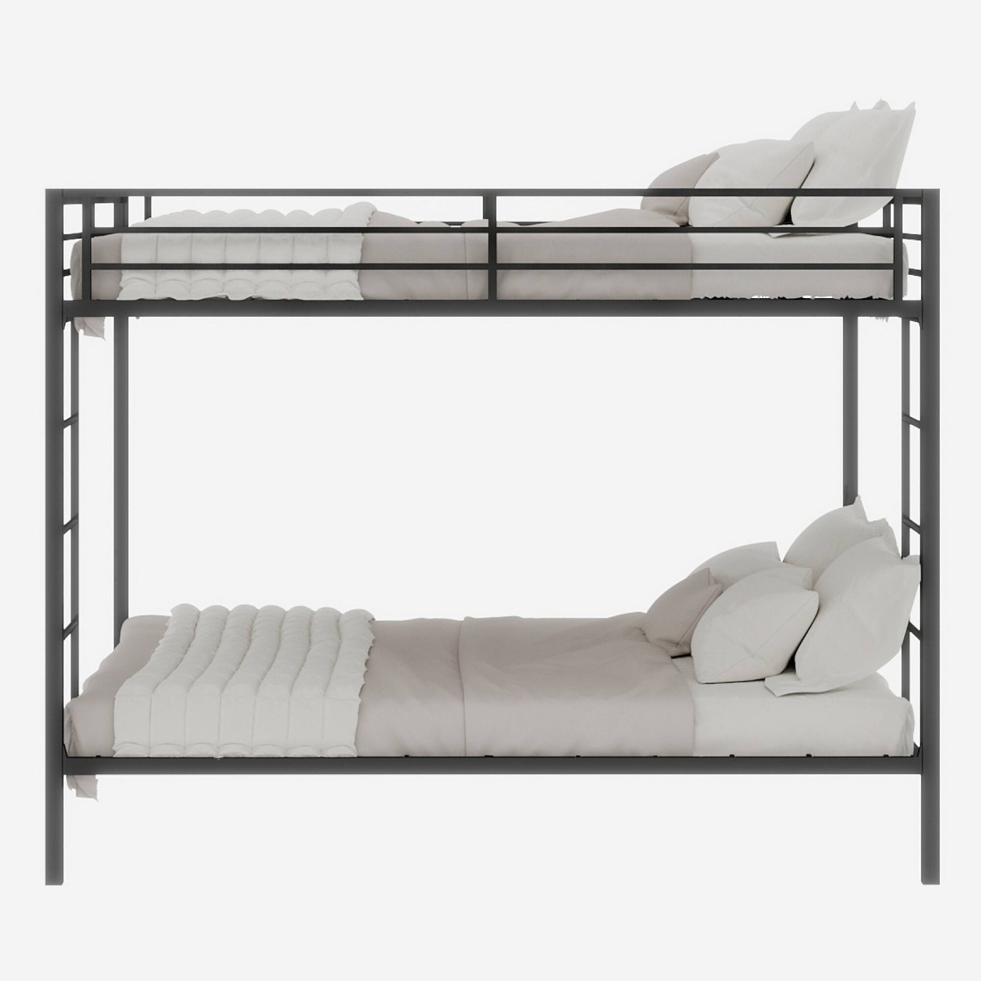 Alt View 6. GOODSILO - Space-Saving Iron Bunk Bed with Sturdy Metal Frame for Dual Sleeping Solutions in Compact Rooms - Black.
