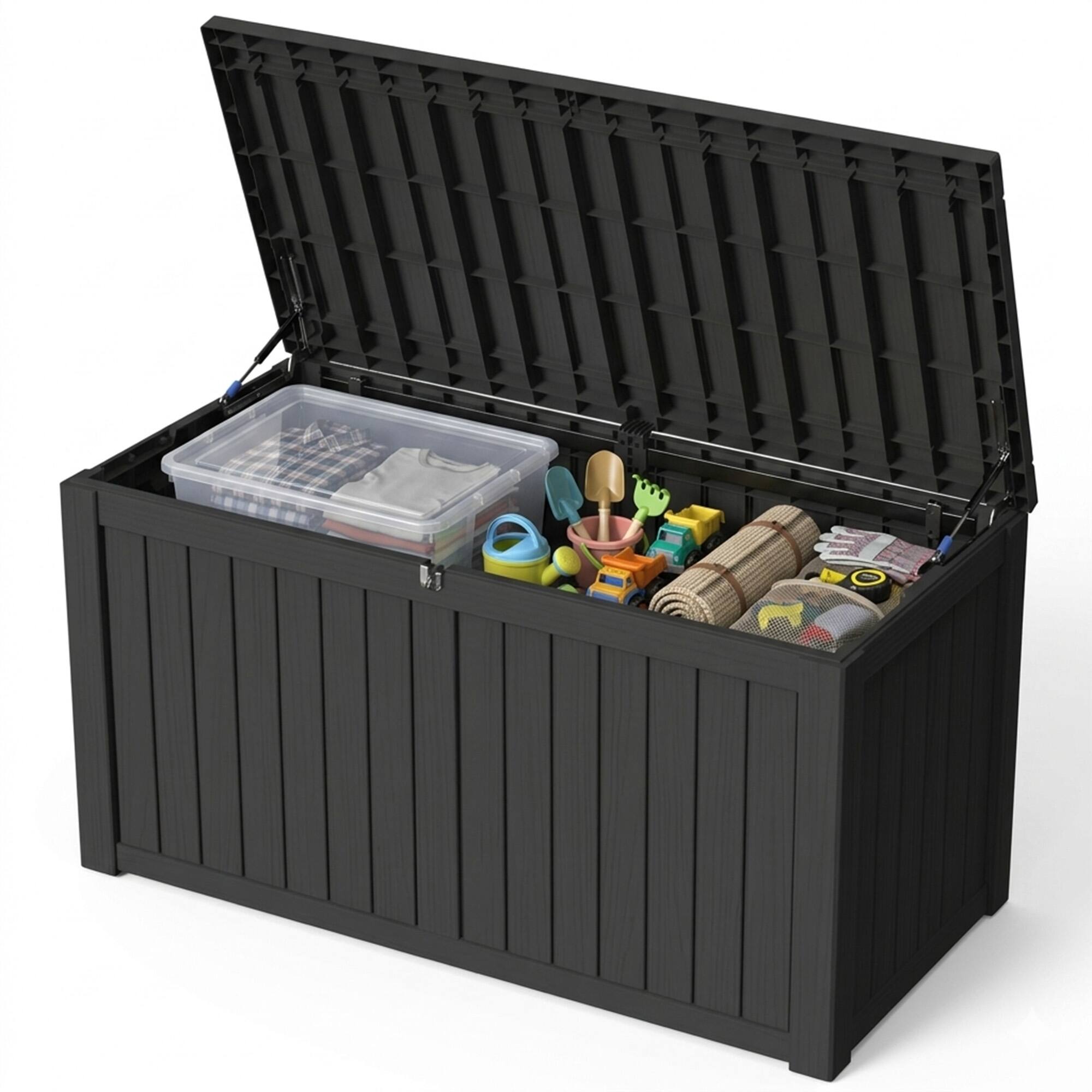 Front. Yardgrace - 190 Gal. Resin Deck Box Outdoor Waterproof Storage Lockable UV Resistant for Patio Furniture Garden Tools Pool Supplies - black.