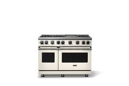 Viking - 48"W. 7.3 Cu. Ft. Freestanding Sealed 6 Burner LP Gas Range/Griddle - Pure White - Pure White