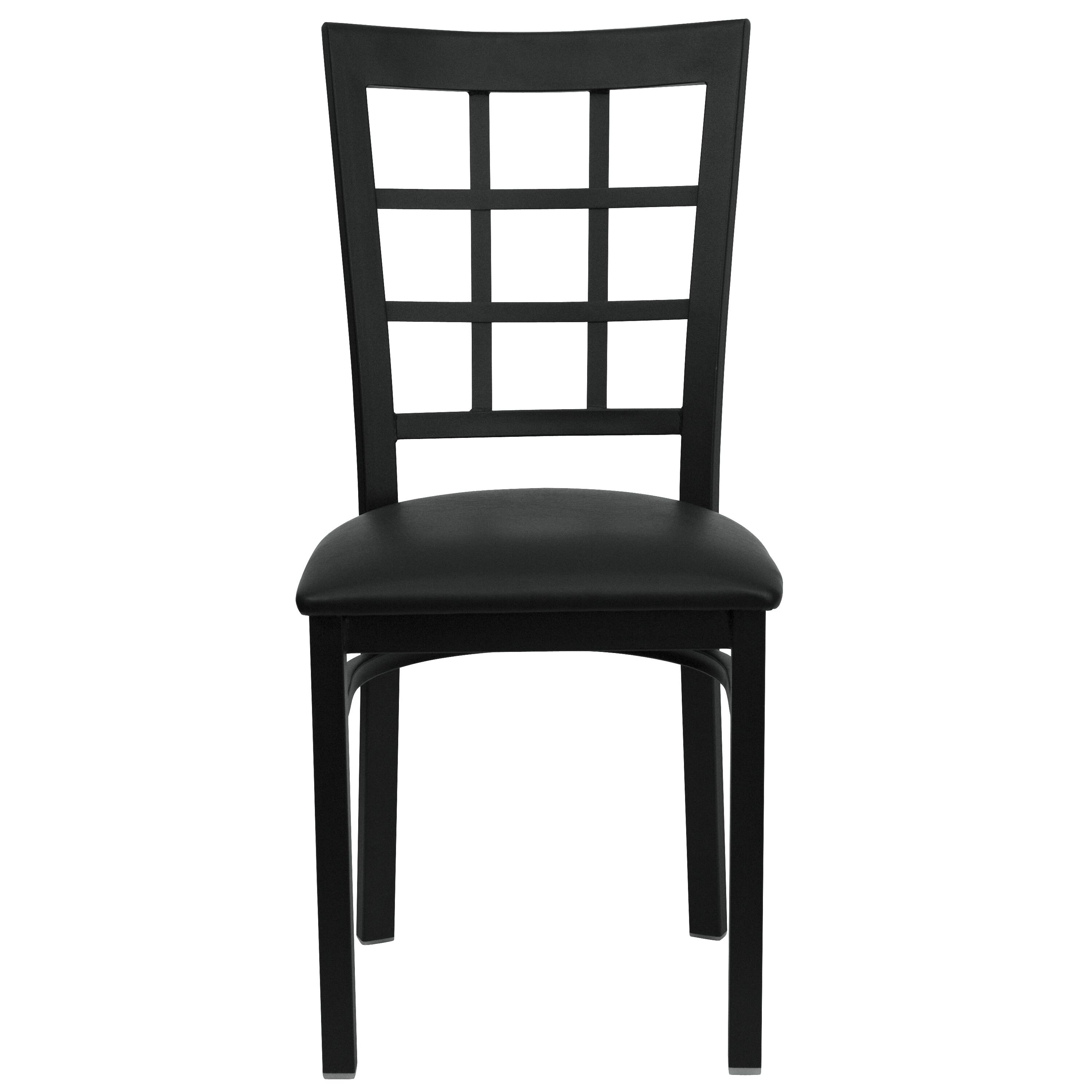 Alt View 7. Emma + Oliver - 2 Pack Window Back Metal Restaurant Chair - Black Vinyl Seat/Black Metal Frame.