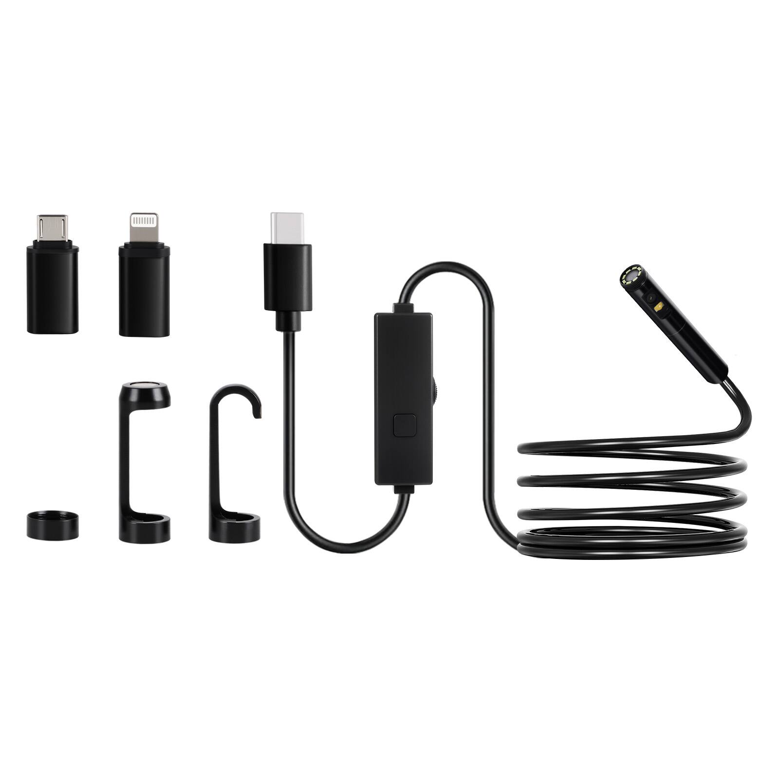 Alt View 4. VEVOR - Endoscope Camera with Light, Dual Lens Borescope for Android & IOS, 1920P HD Inspection Camera with 8 + 1 LED Lights - Black.