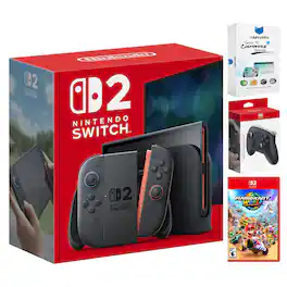 Switch 2 Video Game Console with Mario Kart World, Pro Controller and MightySkins Code Bundle - Nintendo Switch 2