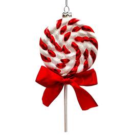 OrnamentallyYou - Red Swirl Candycane Lollipop Glass Christmas Ornament - Multi-colored