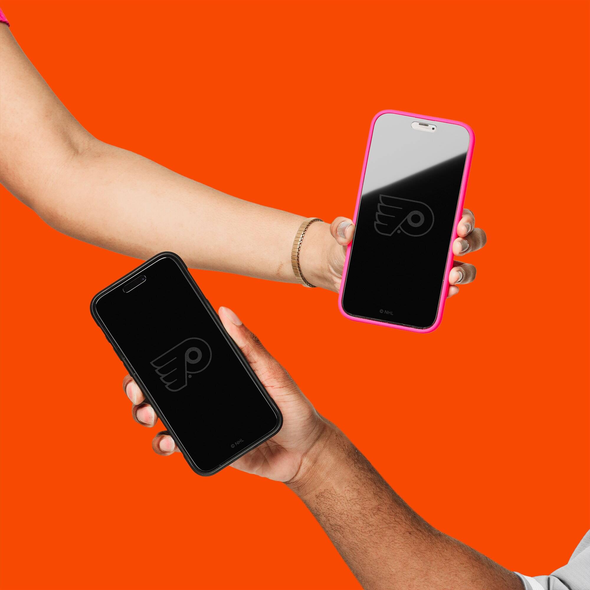 Alt View 2. Screen Skinz - Philadelphia Flyers Disappearing Logo iPhone Screen Protector - 13 Pro Max/14 Plus - Multicolor.