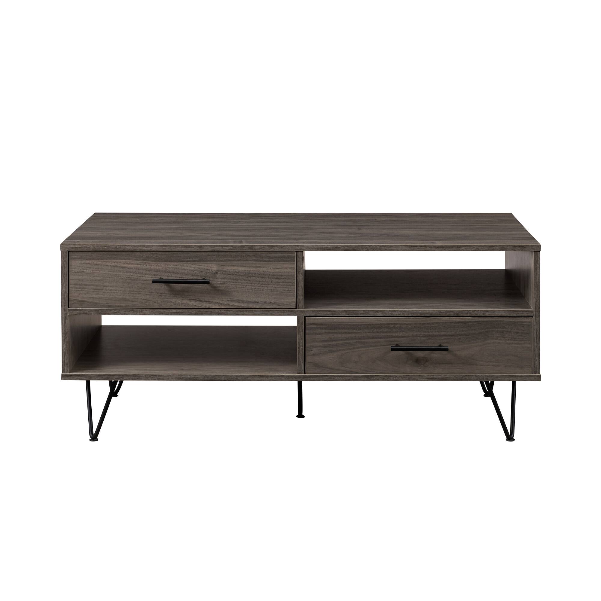 Alt View 24. Walker Edison - Contemporary Minimalist 2-Drawer Coffee Table - Slate Grey/Black.