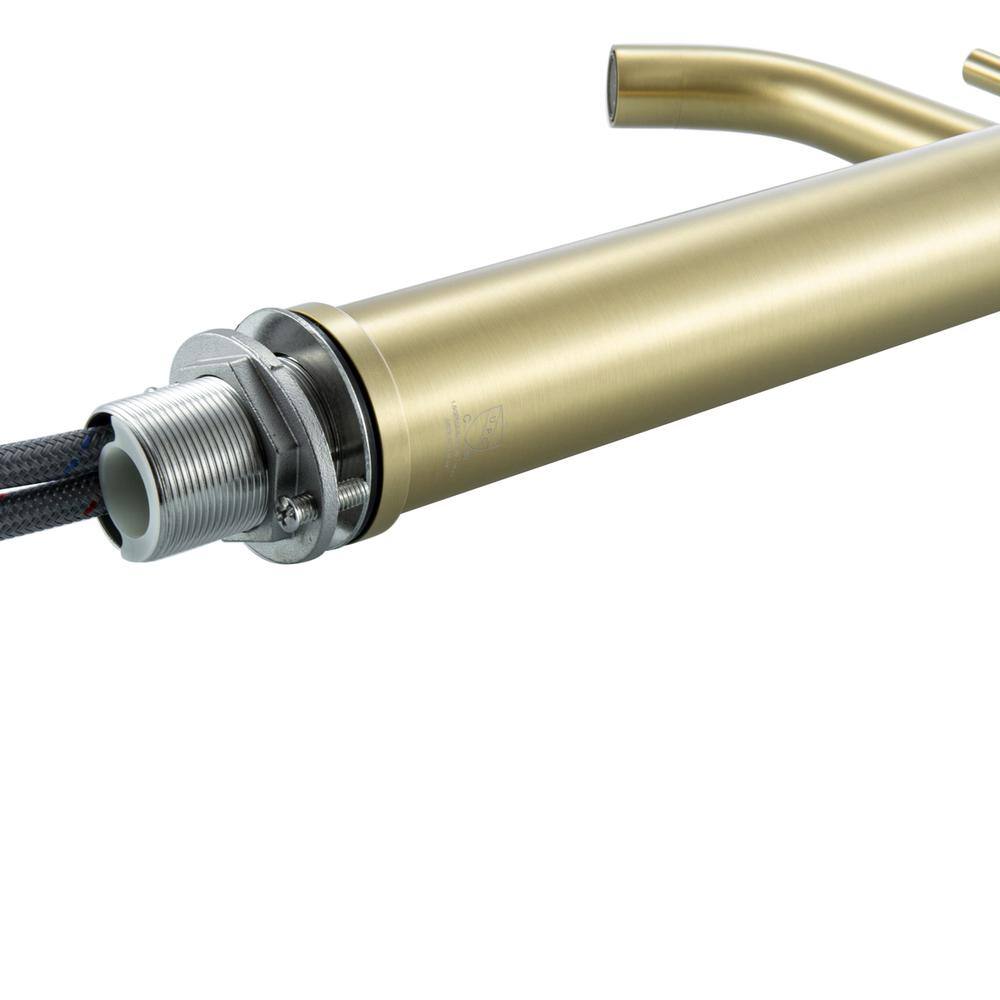 Angle. Elegant Kitchen and Bath - Victor Single Hole Single Handle Bathroom Faucet in Brushed Gold - Brushed Gold.