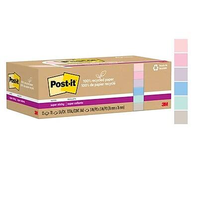 Post-it  
100% recycled paper  
100% de papier recyclé  

Super sticky  
Super collant  

3M  
3M  

770 BACKS / 770 DÉCOUPE  
3" x 3" (76 x 76 mm)  
3 PO x 3 PO (2.8 in x 2.8 in)  

EA/CH  
TOTAL/CONT  

$40  
3N/PO  
3 PO I N PO  

ml