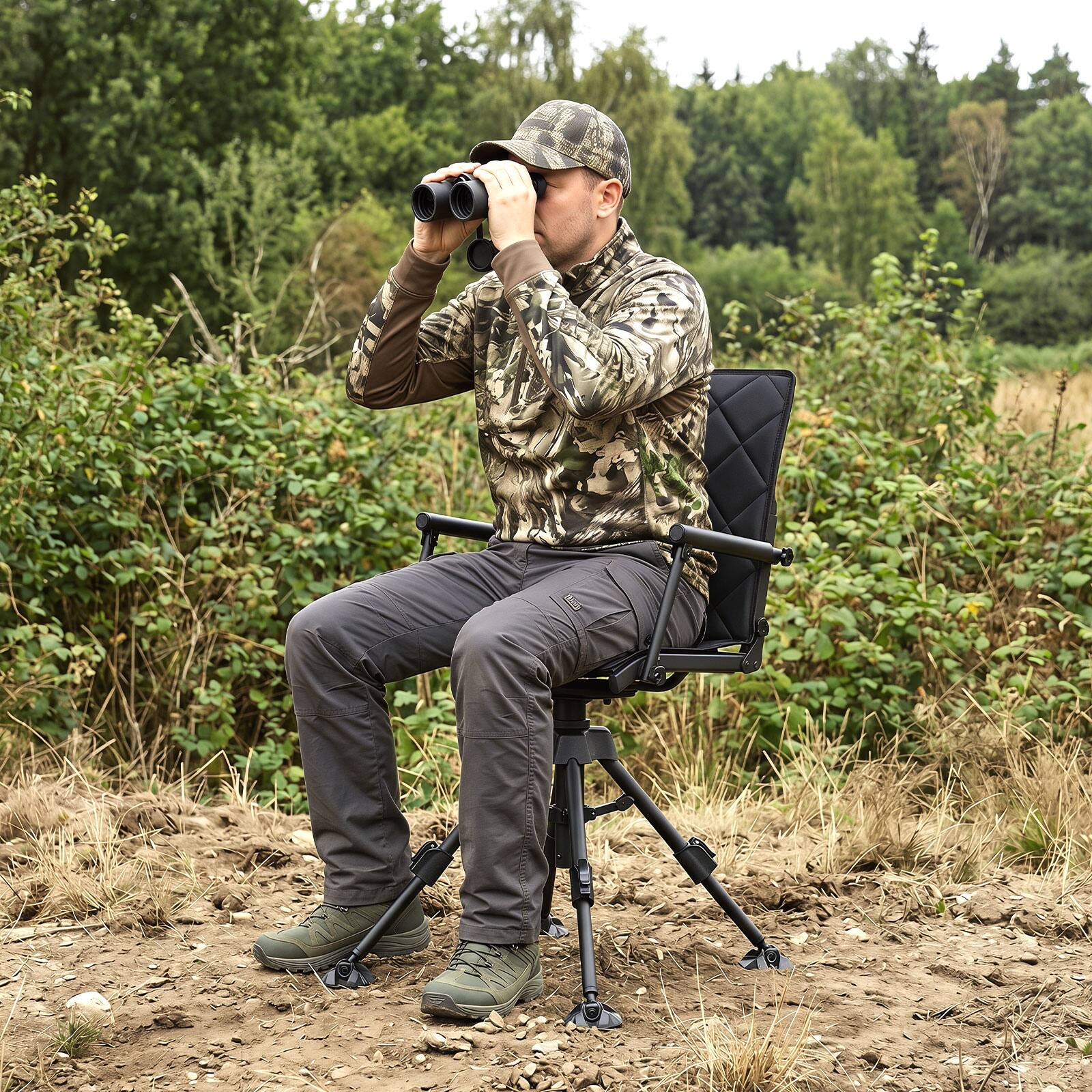 Alt View 1. Costway - Costway Hunting Chair, 360° Silent Swivel Hunting Seat with 5-Level Adjustable Height - Black.
