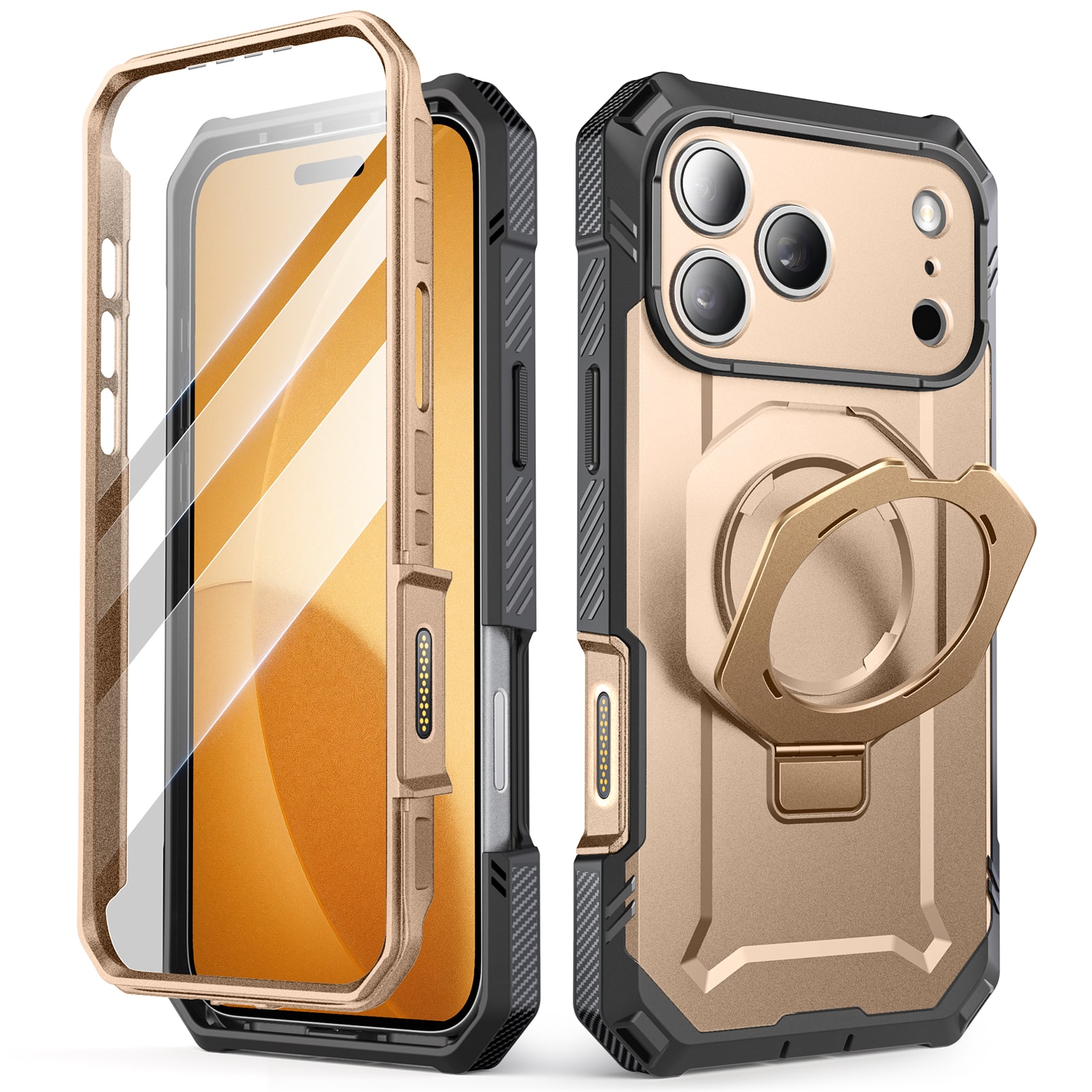Front. SUPCASE - UB Grip Pro MagSafe Case for iPhone 17 Pro Max – Sleek Protection + HD Tempered Glass Screen Guard - Gold.