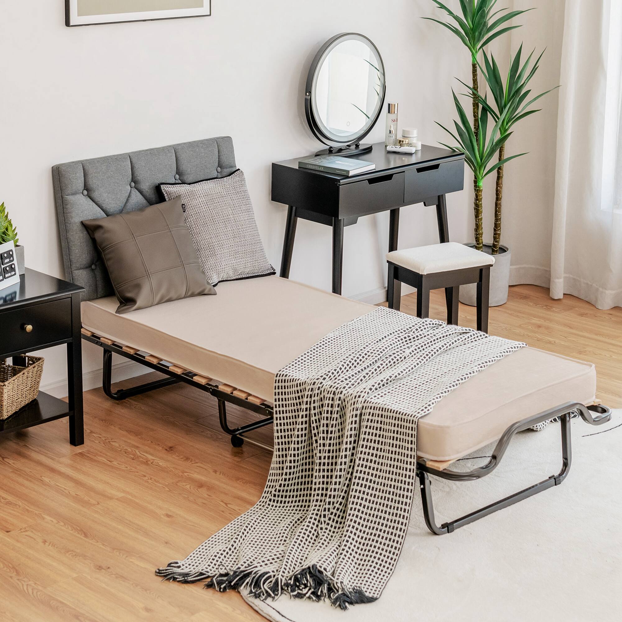 Alt View 1. Costway - Costway Folding Bed w/Memory Foam Mattress Dust-Proof Bag Rollaway Metal Bed Sleeper Made in Italy - Black.