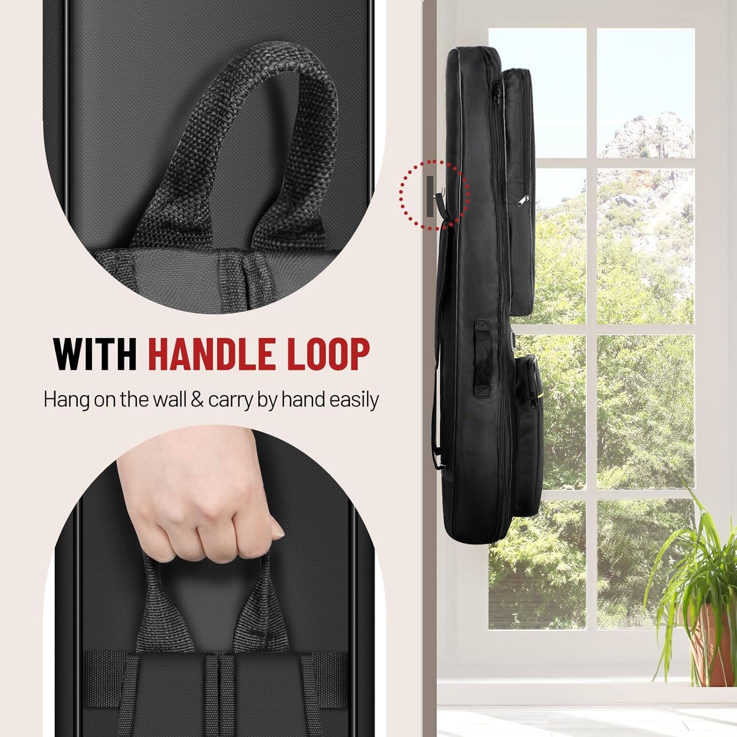 WITH HANDLE LOOP  
Hang on the wall & carry by hand easily
