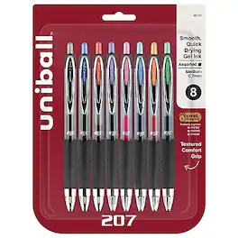 uni-ball - 207 Retractable Gel Pens, Medium Point, 0.7mm, Assorted Ink, 8 Pack (40110)