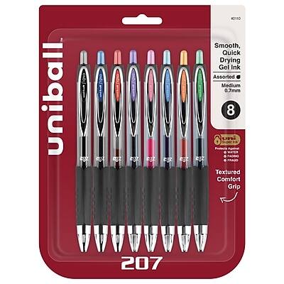 uni-ball - 207 Retractable Gel Pens, Medium Point, 0.7mm, Assorted Ink, 8 Pack (40110)