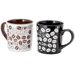 Mr. Coffee - Vintage Brew 2 Piece 18 Ounce Coffee Bean Stoneware Mug Set - Assorted