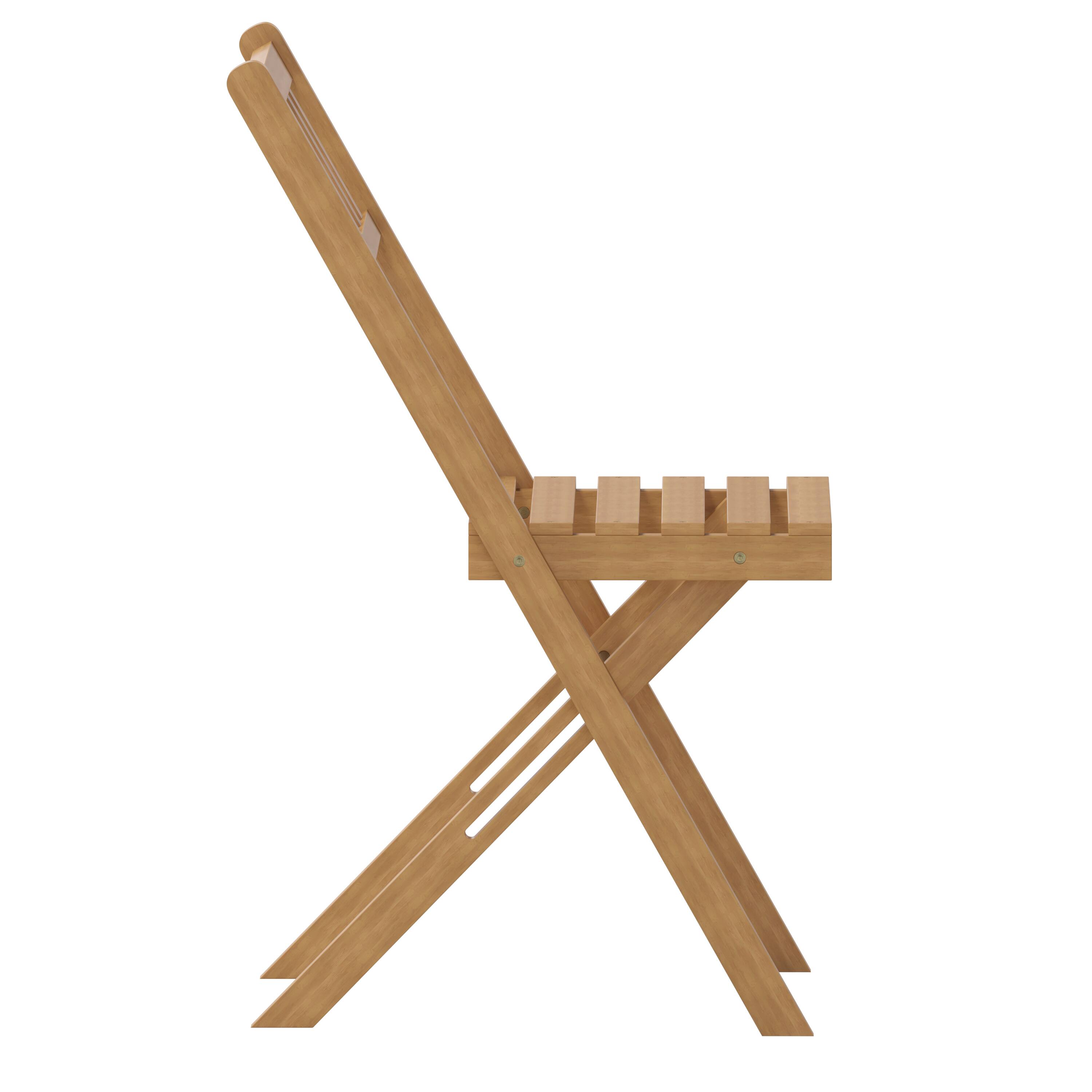 Alt View 9. Emma + Oliver - Kass All Natural Weather Resistant Acacia Wood Folding Patio Bistro Chairs with Protective Teak Oil Layer - Natural.