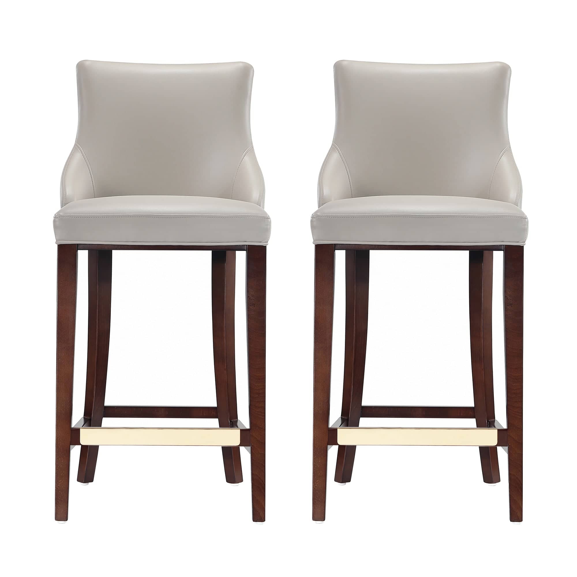 Manhattan Comfort - Shubert Modern Wood Upholstered Barstool - Set of 2 - Light Gray