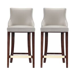 Manhattan Comfort - Shubert Modern Wood Upholstered Barstool - Set of 2 - Light Gray