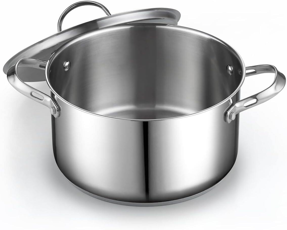 Alt View 5. Cooks Standard - Induction Deep Cookware 6 Qt S/S Stock Pot with Lid Heavy Duty Thick Bottom for Pasta, Soups,and Small Family Meals - stainless steel.