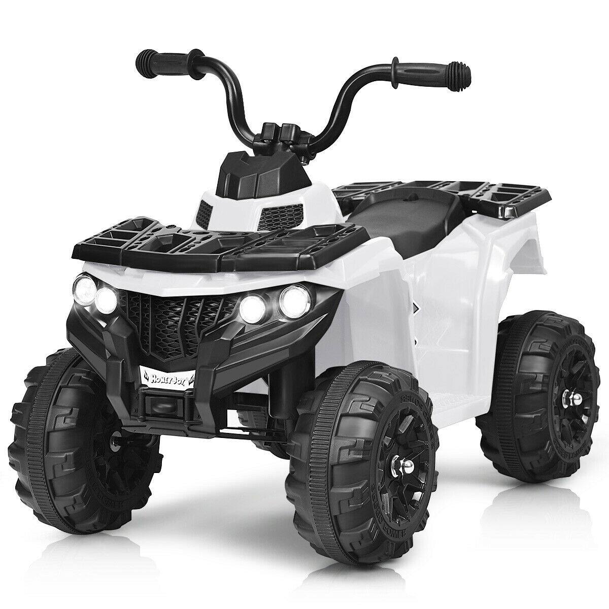 Front. Gymax - Gymax 6V Battery Powered Kids Ride On ATV 4-Wheeler Quad w/ MP3 & LED Headlight White - White.