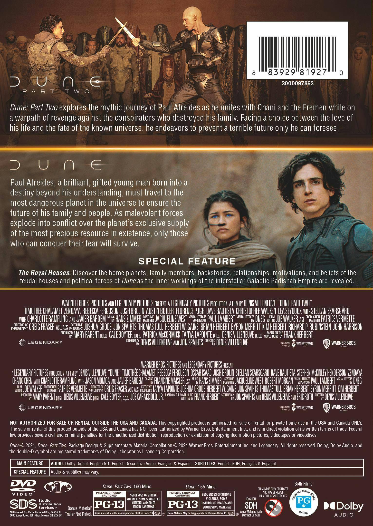 Back. Dune 2 Film Collection [DVD].