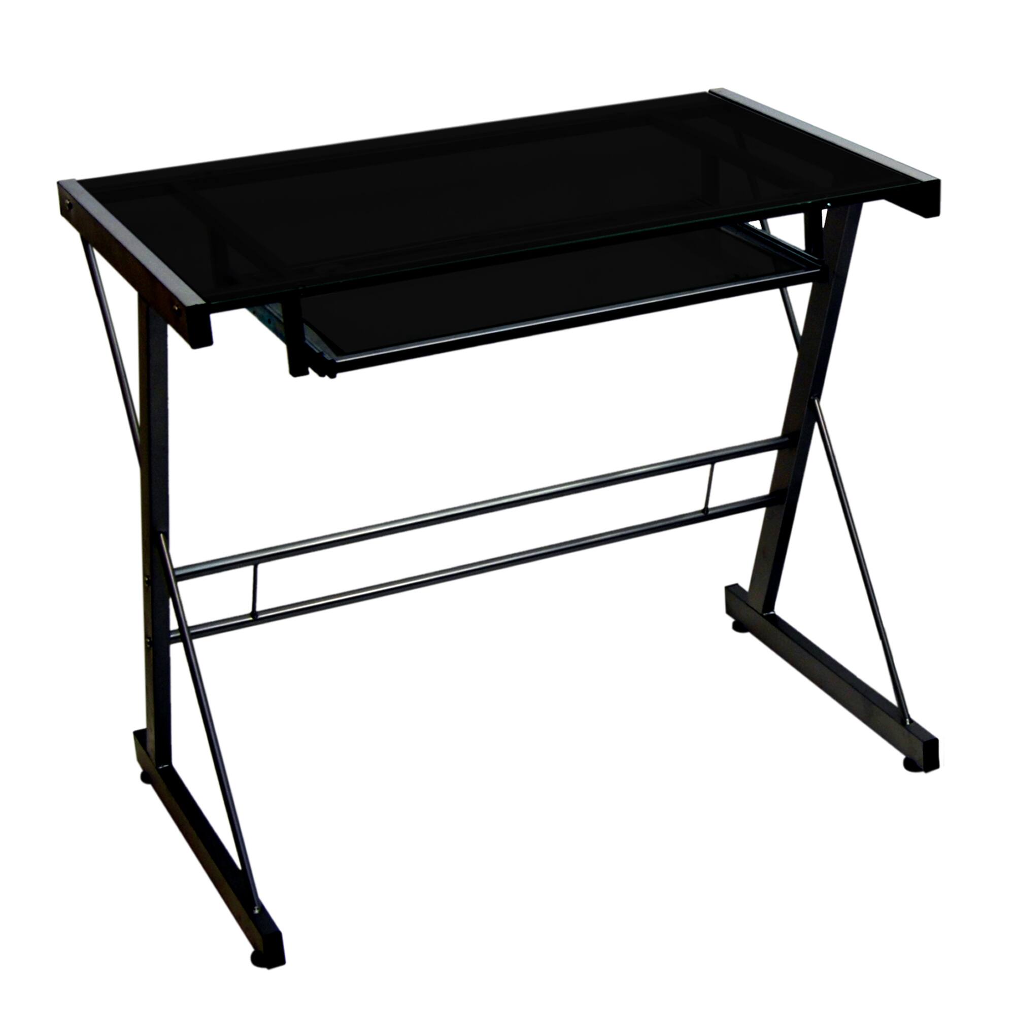 Angle. Walker Edison - Modern Computer Desk with Sliding Keyboard - Black.