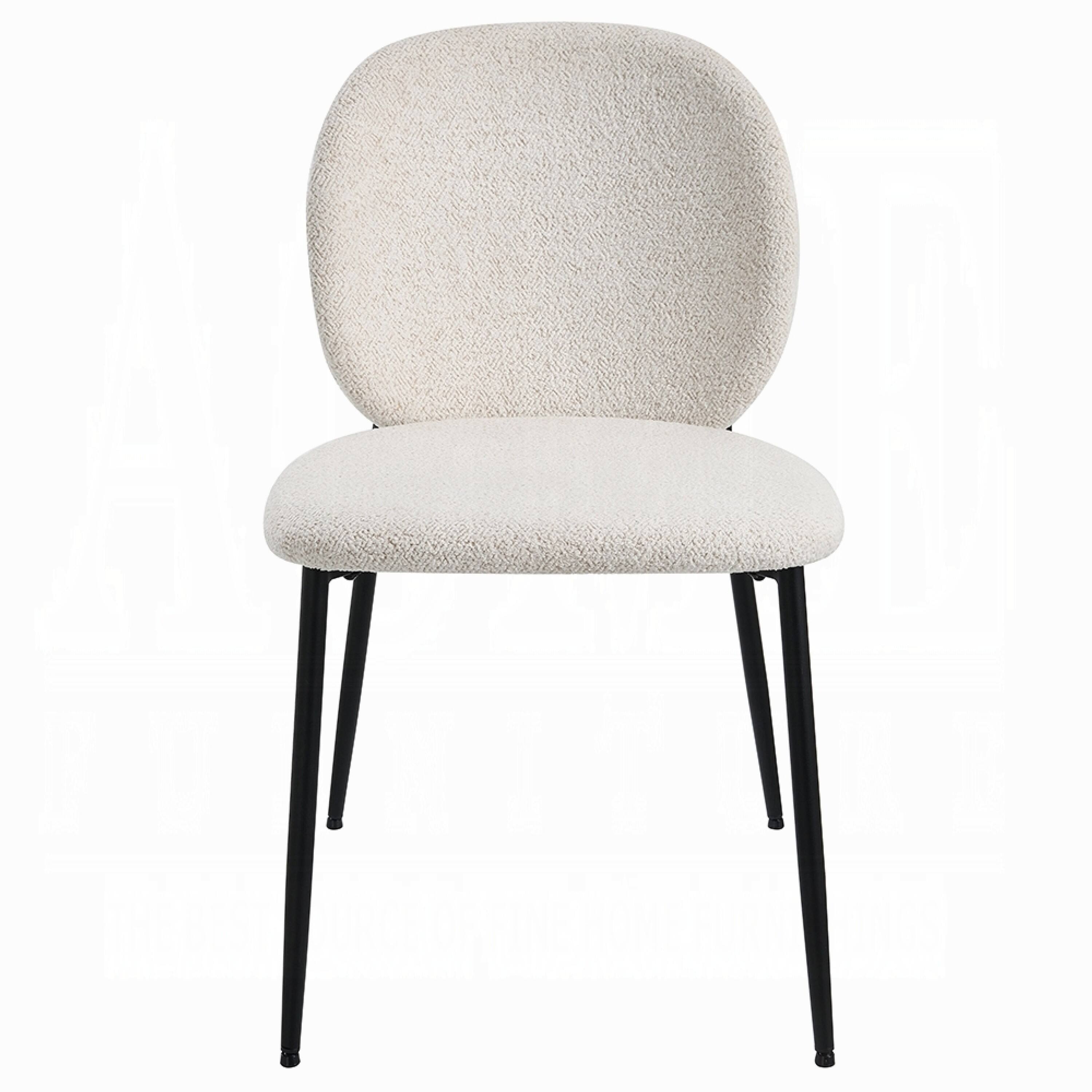 Alt View 1. Manhattan Lane - Laus Side Dining Chair Set of 2, White Boucle, Sleek Black Metal - White, Black.