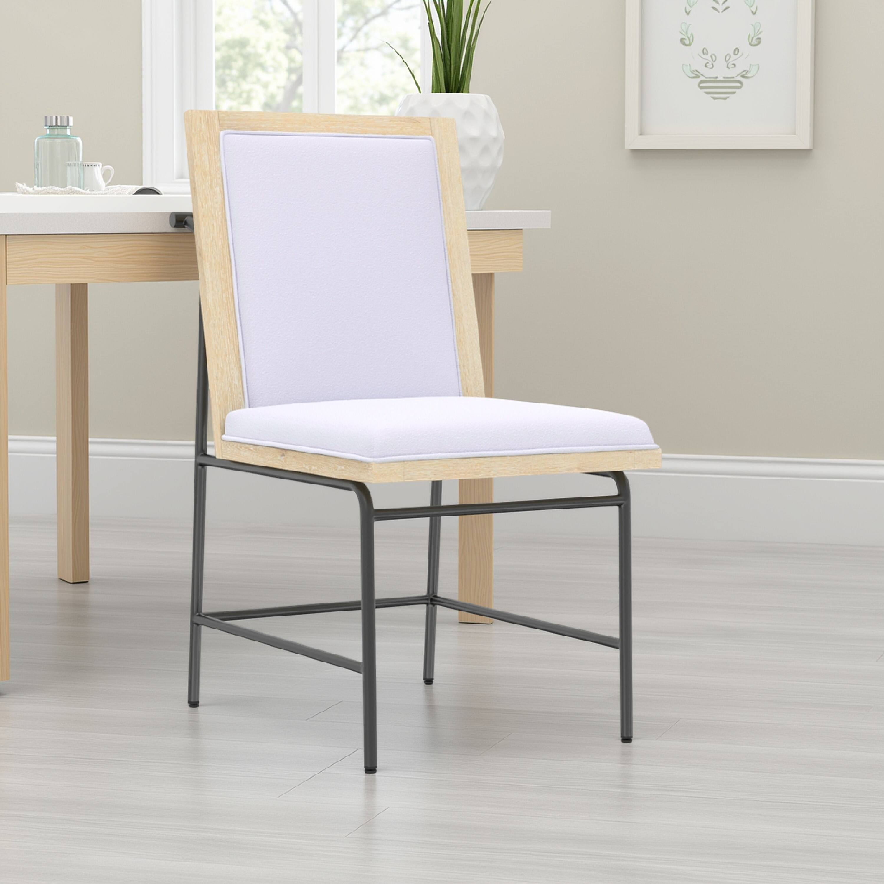 Alt View 2. Manhattan Lane - Lony Dining Side Chair Set of 2, Gray Seat n Back, Black Metal Frame - Driftwood Brown, Gray, Metal.
