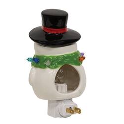 Angle. BreeBe - Ceramic Tophat Snowman Nightlight - Multicolor.