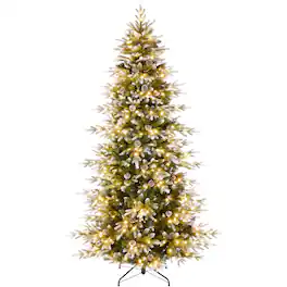 Best Choice Products - 6ft Pre-Lit Flocked Slim Aspen Noble Fir Christmas Tree w/ 1,350 Branch Tips, 300 LED Lights - Frosted
