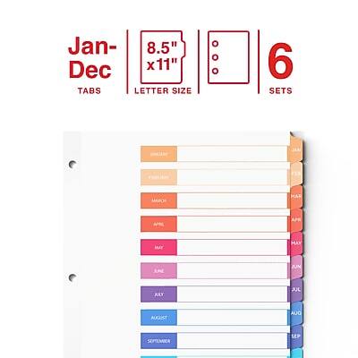 Jan-Dec  
8.5" x 11"  
TABS  
LETTER SIZE  
6 SETS  

MAROON  
APRIL  
MAY  
JUNE  
JULY  
AUGUST  
SEPTEMBER