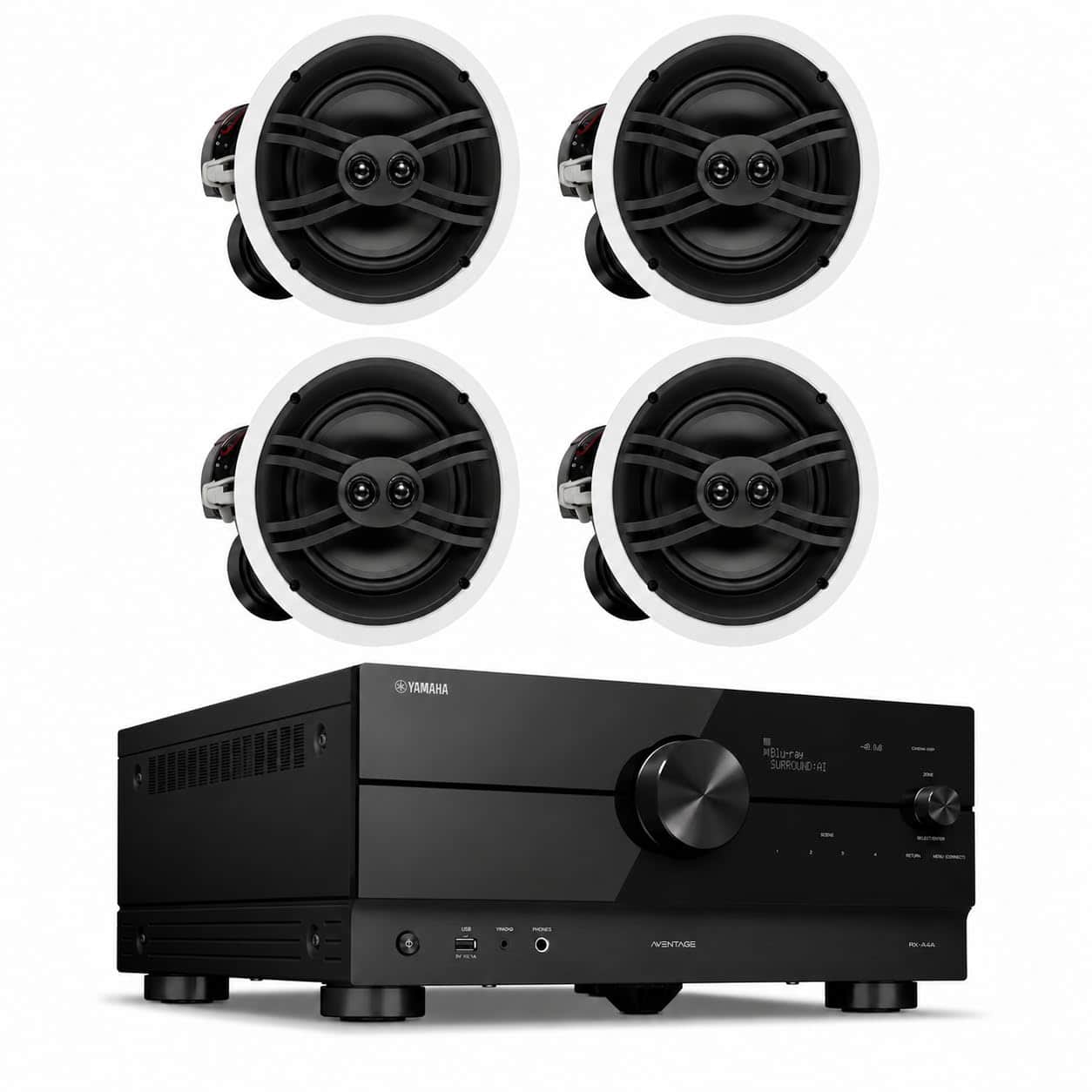 Yamaha - RX-A4A 7.2 AV Receiver with In-Ceiling Speakers - Black