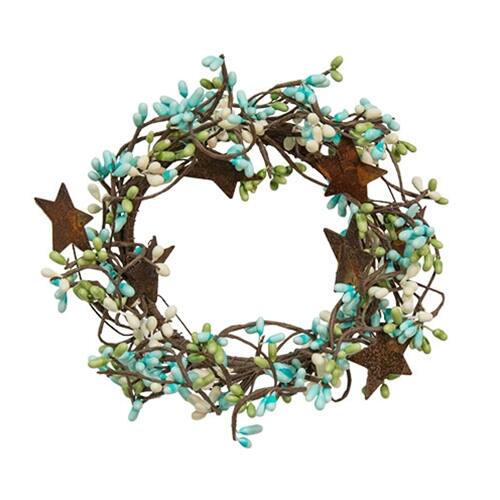 Angle. BreeBe - Pip Berry Ring With Rusty Stars Seabreeze 4" - Multicolor.