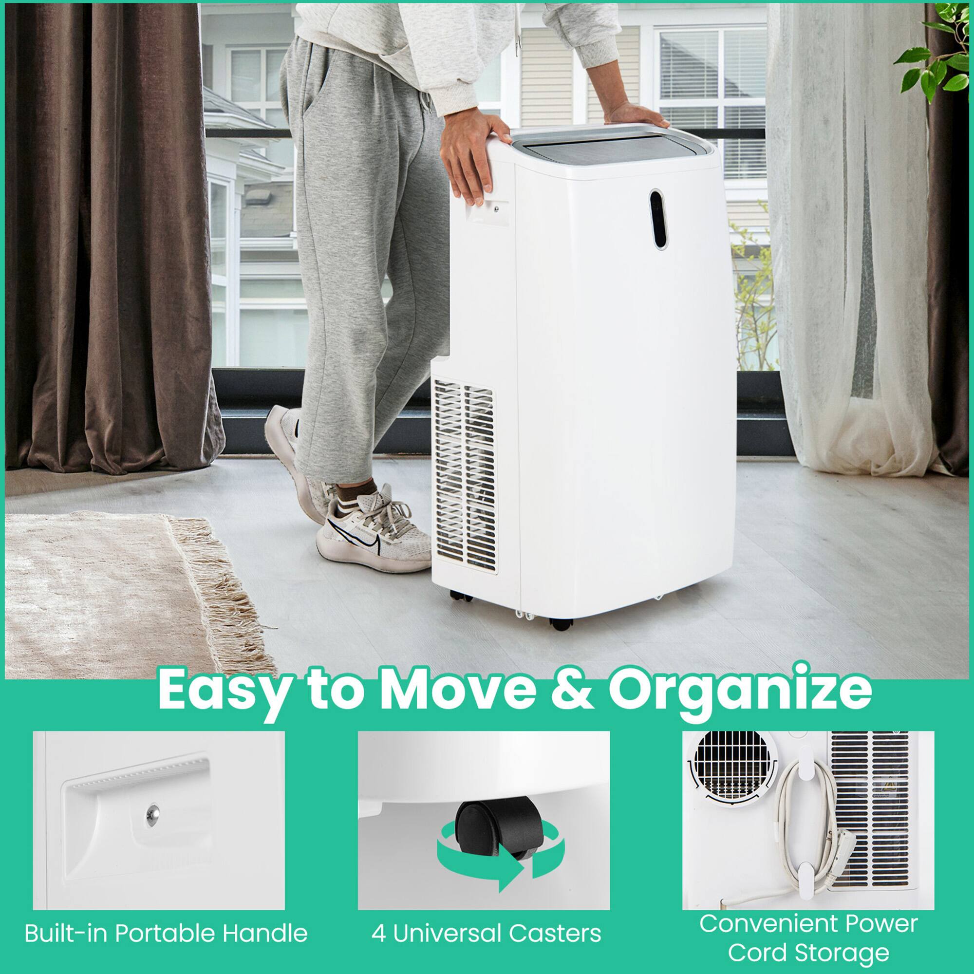 Easy to Move & Organize
Built-in Portable Handle
4 Universal Casters
Convenient Power Cord Storage