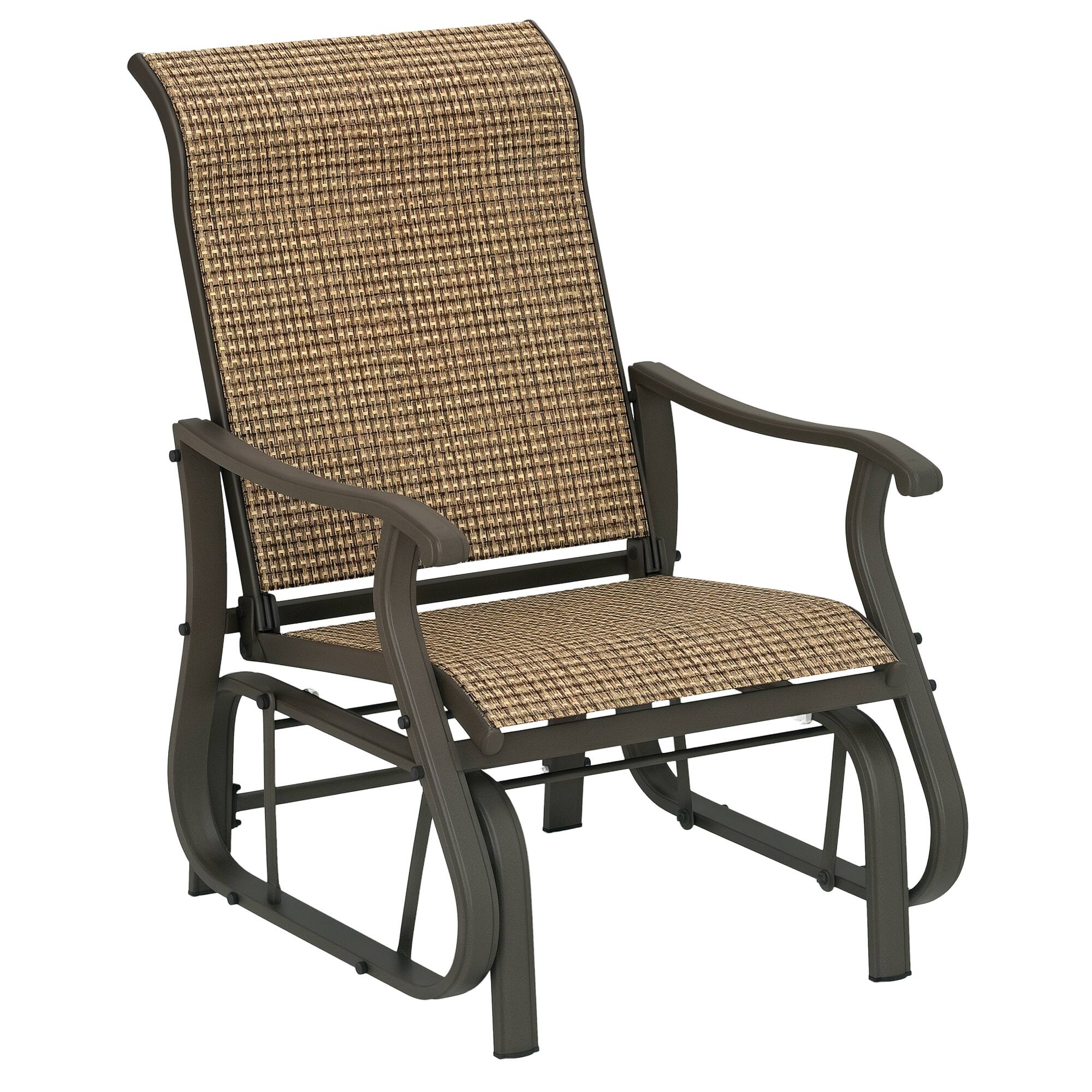 Outsunny - Outdoor Glider Chair, Gliders for Outside Patio with Steel Frame and Mesh Fabric for Backyard, Garden, and Porch - Light Mixed Brown price history on PriceWatchPro