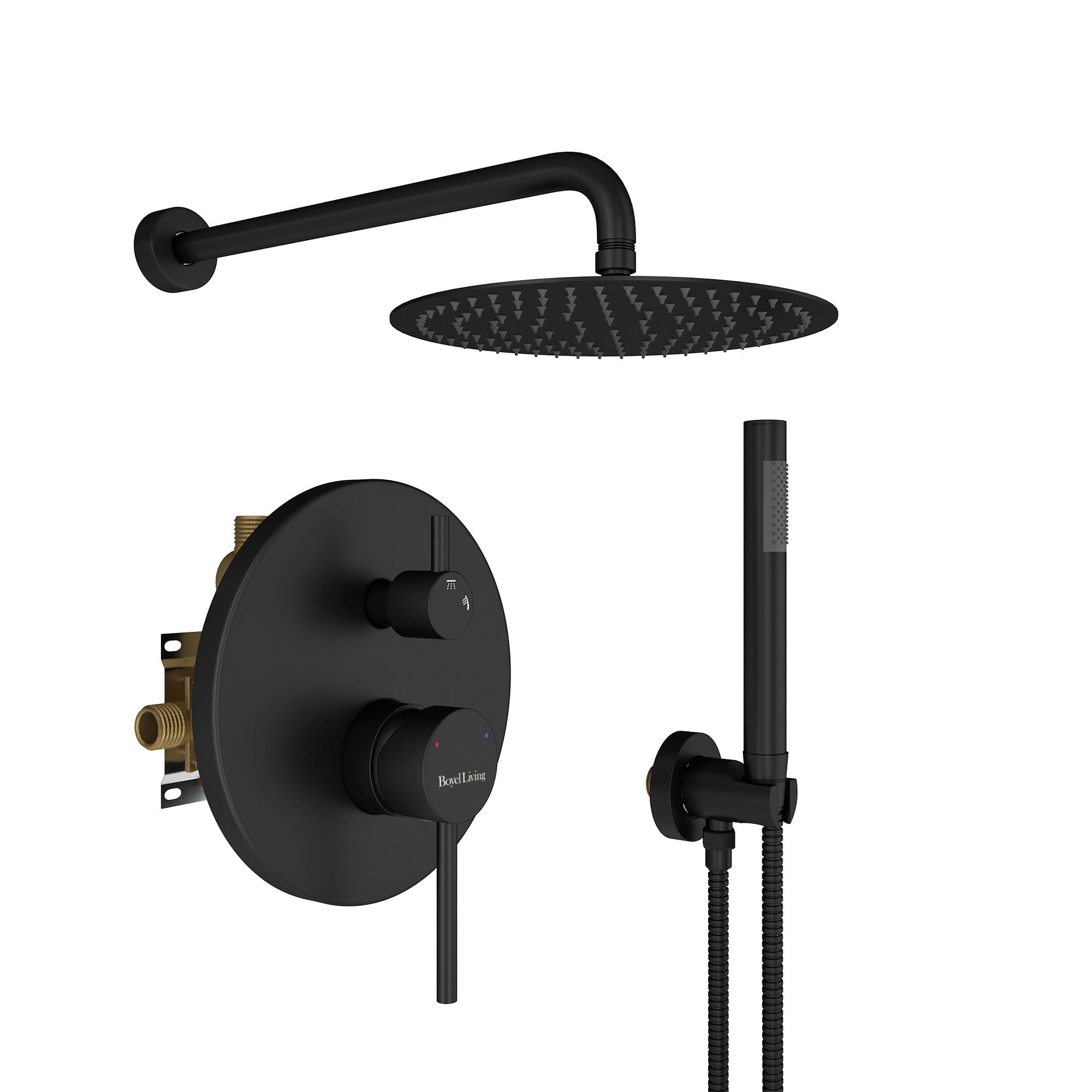Boyel Living - 1-Spray Patterns 10 in. Dual Shower Head and Handheld Shower Head - Matte Black