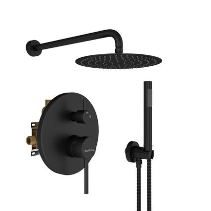 Front. Boyel Living - 1-Spray Patterns 10 in. Dual Shower Head and Handheld Shower Head in Matte Black - Matte Black.