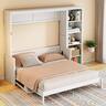 Whisen - Queen Size Murphy Bed with Desk and Bookshelf, Space Saving Foldable Bed for Home Office & Guest Room - White