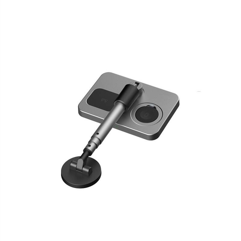 Back. SKRAN - 3-in-1 Wireless Charger - Magnetic Charging Station with Foldable Aluminum Alloy Stand,Magsafe Compatible for Apple,Gray - Black.