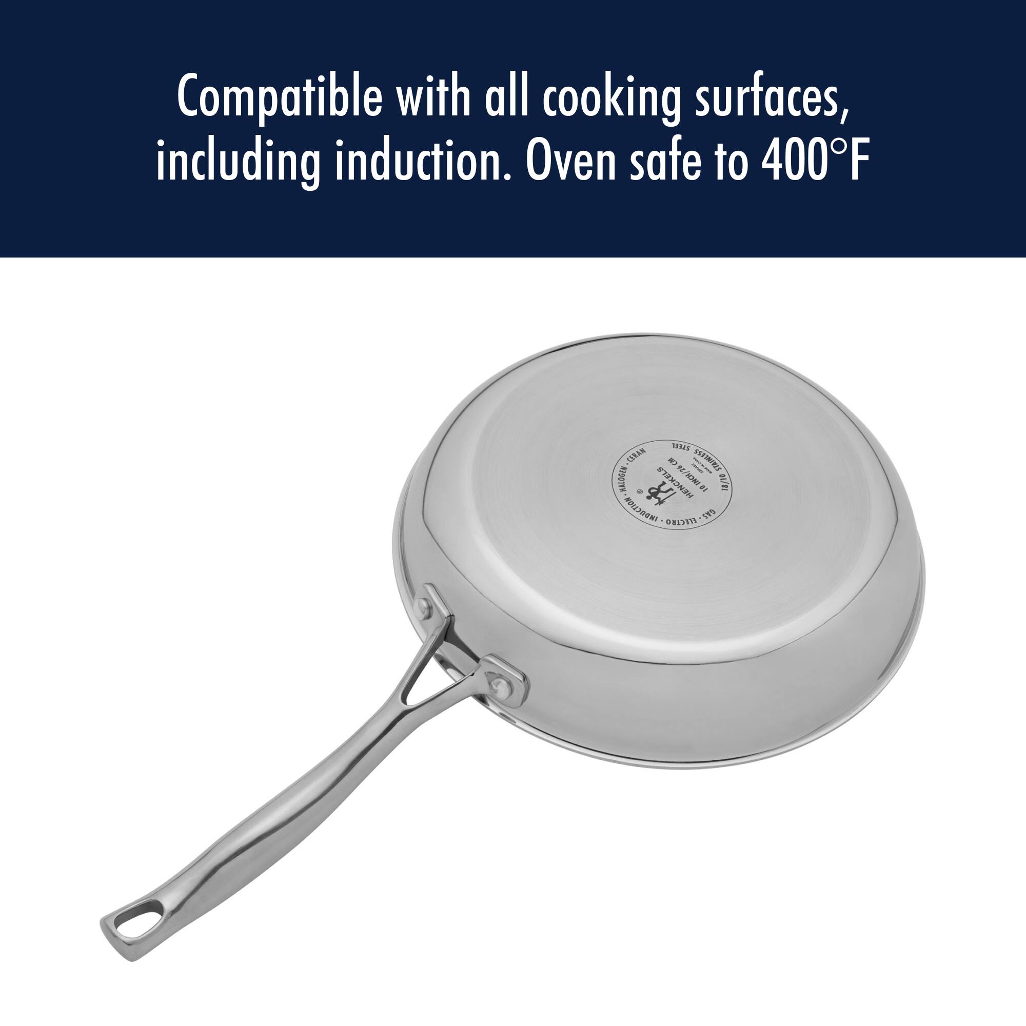 Compatible with all cooking surfaces, including induction. Oven safe to 400°F