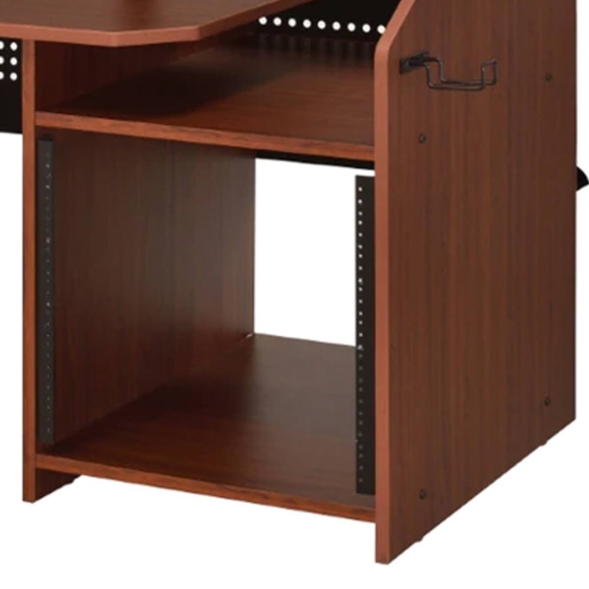 Back. Manhattan Lane - 71 Inch Wood Music Desk Studio Workstation, 3 Shelves, Cherry Brown - Brown.