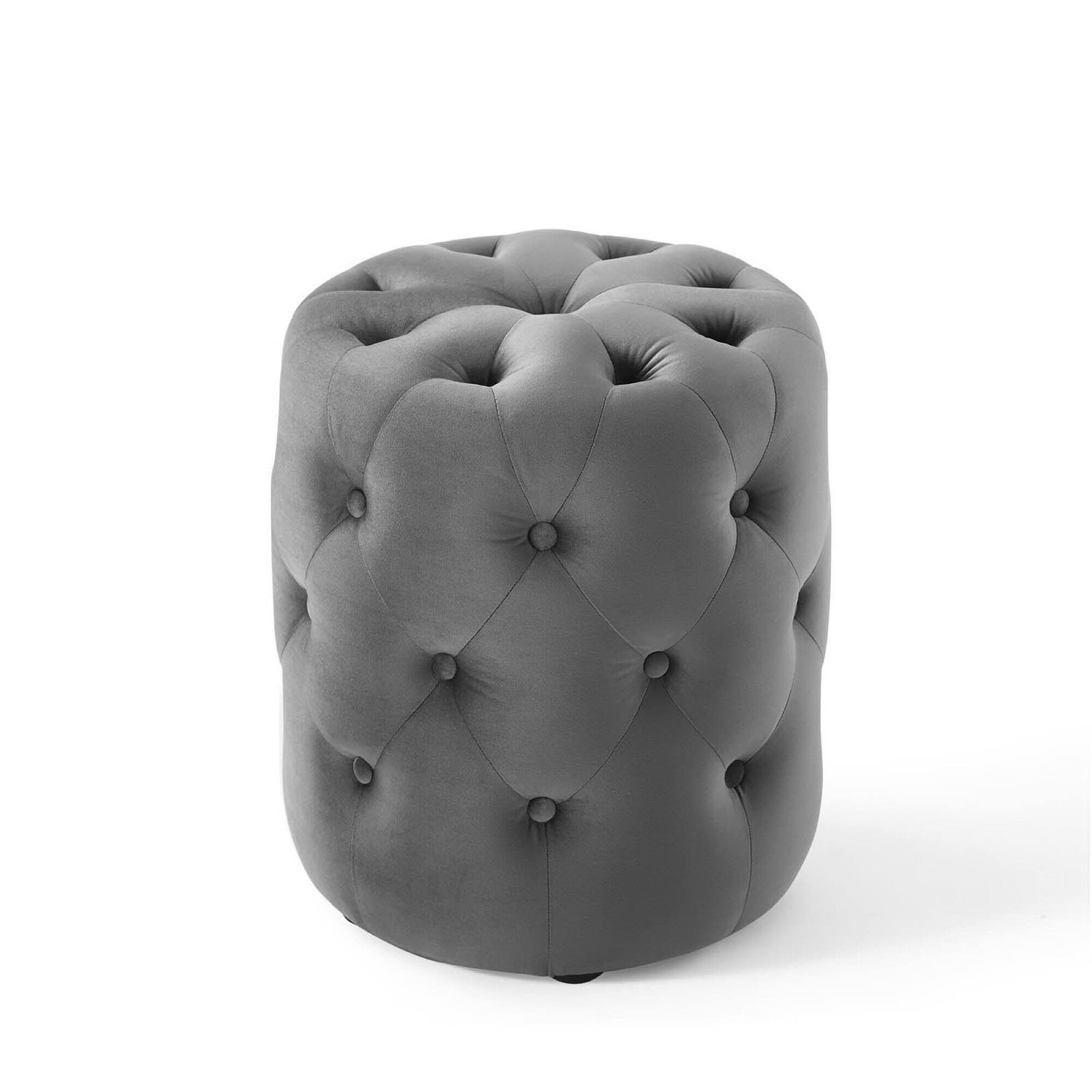 Back. Modway - Amour Tufted Button Round Performance Velvet Ottoman by Modway - EEI-3778-GRY.