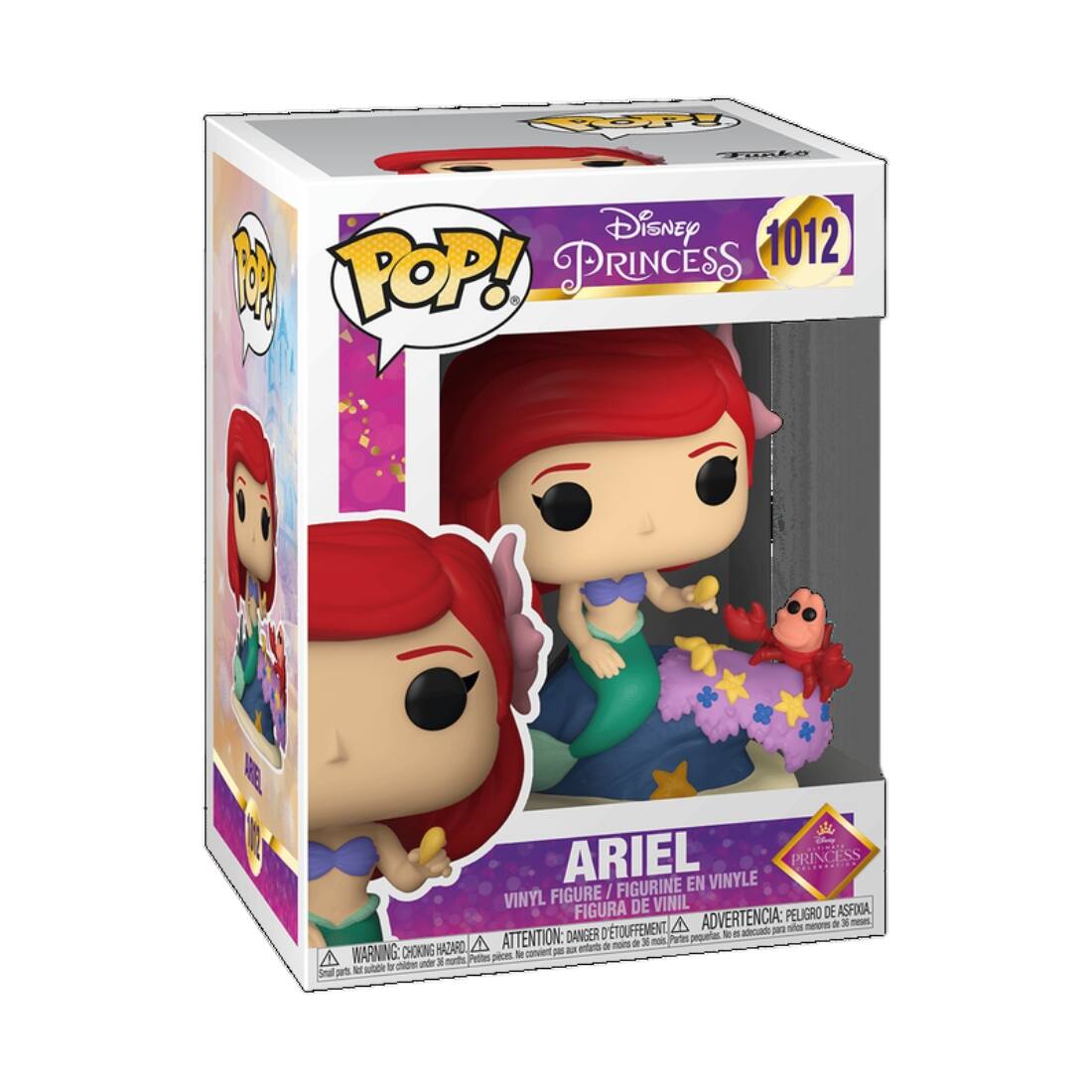 FePy Tke Disney 1012 1 POP! PRINCESS Edimg ARIEL VINYLE PRINCESS / FIGURINE EN VINYL FIGURE VINIL FIGURA DE PELIGRO DE ASFIOA, D'TOUFFEMENT ADVERTENCIA: -a n . 3 - 10 . adcual 301 ATTENTION: DANGER  x mo Partes pequeras HAZARO nntr  mens RNING: CHOKING convert 3E - WAR Prttes pieons to  ph - 1 moth Smal an a stbe