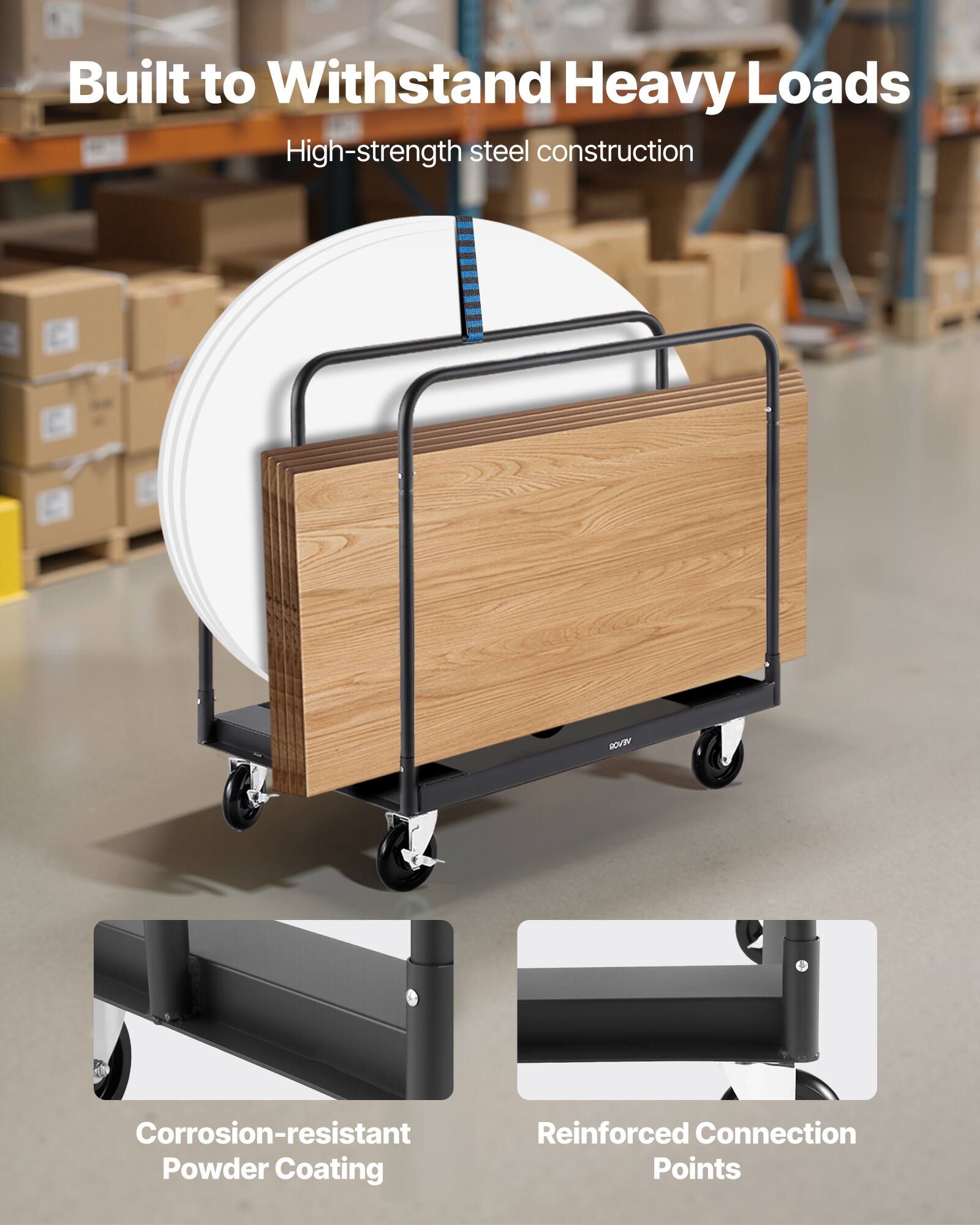 Built to Withstand Heavy Loads

- High-strength steel construction
- Corrosion-resistant Powder Coating
- Reinforced Connection Points