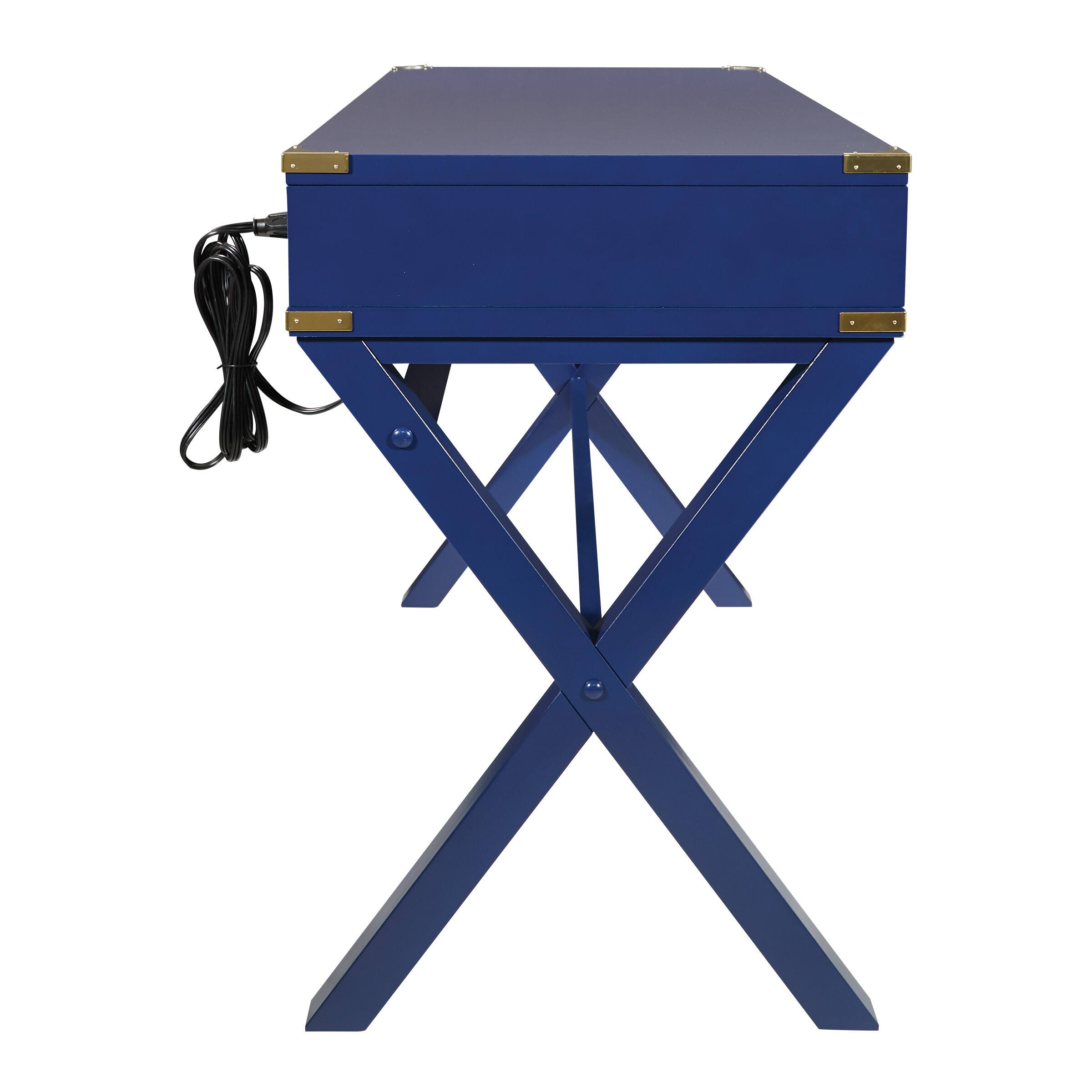 Left. OSP Home Furnishings - Wellington 46" Desk with Power - Blue.